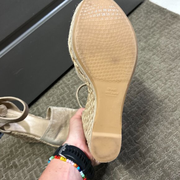 $455 Stuart Weitzman Sohojute Espadrille Mojave Suede Wedge  STUART WEITZMAN Sohojute Suede Ankle Platform Espadrilles Wedge Sandals  (7.5)